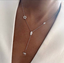 Load image into Gallery viewer, Pavé Protection Lariat Necklace – Silver