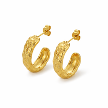 Load image into Gallery viewer, Aura Textured Gold Hoops