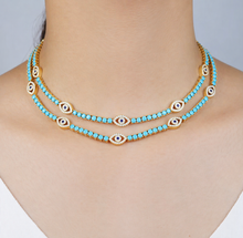 Load image into Gallery viewer, Evil Eye Tennis Necklace