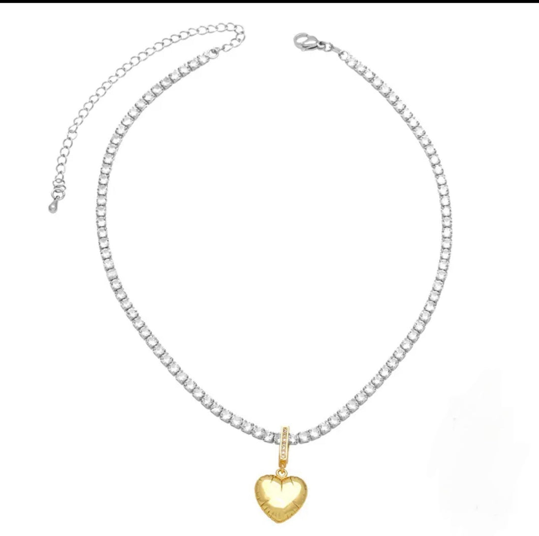 Heart X Tennis Necklace