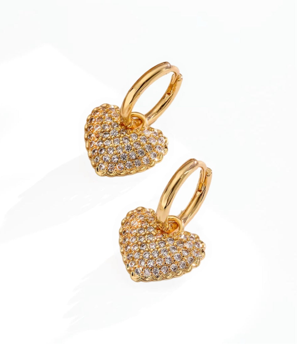 Heart Cz hoops