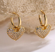 Load image into Gallery viewer, Heart Cz hoops
