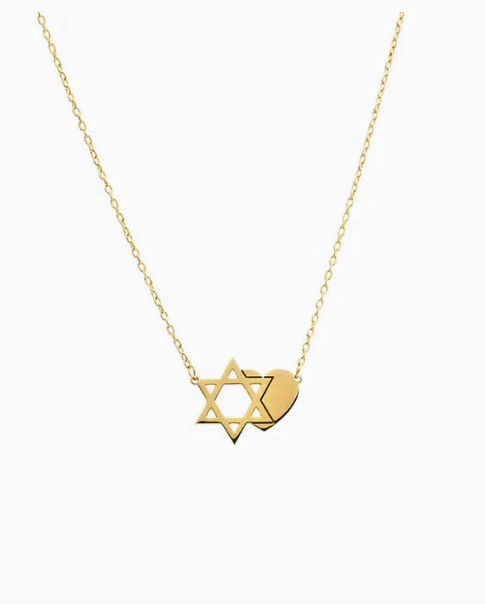 Star of David X Heart Necklace