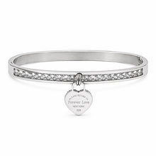 Load image into Gallery viewer, Crystal Heart Bangle – Silver
