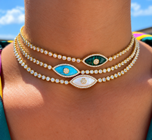 Load image into Gallery viewer, Turquoise Evil Eye Choker

